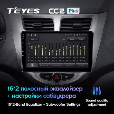 Штатная магнитола Teyes CC2 Plus 4/32 Hyundai Solaris 1 (2010-2016) F1