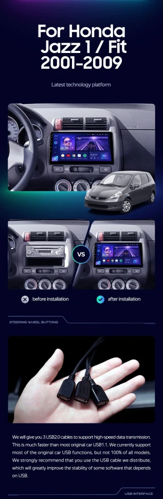 Штатная магнитола Teyes CC3L 4/32 Honda Fit 1 (2001-2009)