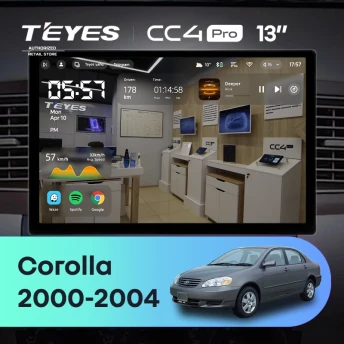 Штатная магнитола Teyes CC4 Pro 12/256 Toyota Corolla E130 E120 (2000-2004) (13")