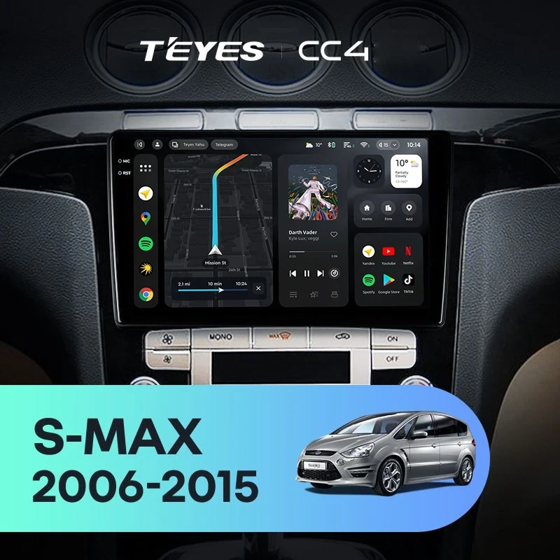Штатная магнитола Teyes CC4 8/128 Ford S-MAX (2006-2015) F2