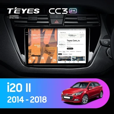 Штатная магнитола Teyes CC3 2K 4/32 Hyundai i20 2 GB (2014-2018) Правый руль