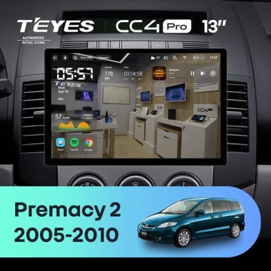 Штатная магнитола Teyes CC4 Pro 8/128 Mazda Premacy 2 (2005-2010) (13")