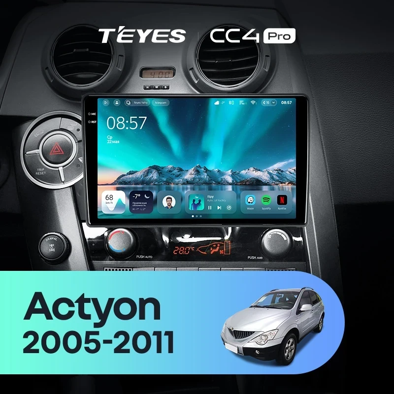 Штатная магнитола Teyes CC4 Pro 8/128 SsangYong Actyon C100 (2005-2011)