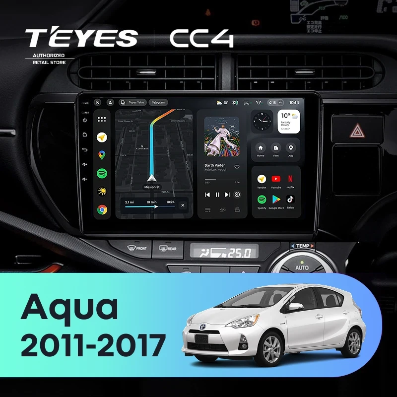 Штатная магнитола Teyes CC4 8/128 Toyota Aqua (2011-2017)