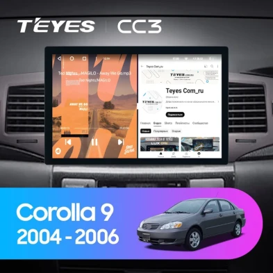 Штатная магнитола Teyes CC3 2K 6/128 Toyota Corolla 9 E120 (2004-2006) (11")