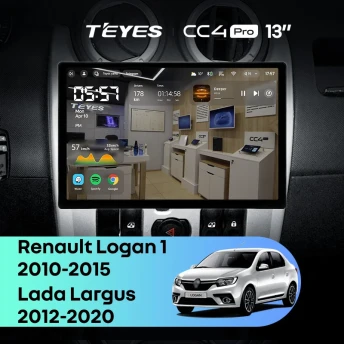 Штатная магнитола Teyes CC4 Pro 8/128 Renault Logan 1 (2010-2015) (13")