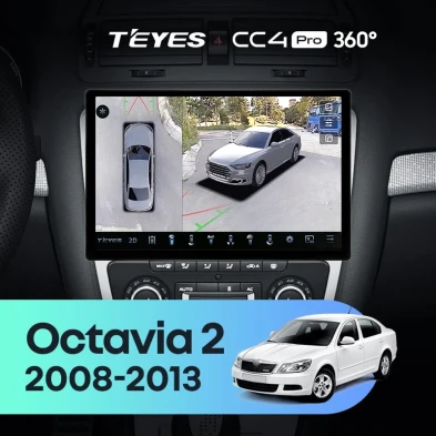 Штатная магнитола Teyes CC4 Pro 360 8/128 Skoda Octavia 2 A5 (2008-2013) Серая (11")