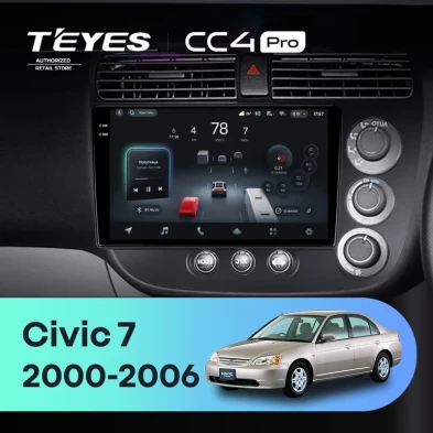 Штатная магнитола Teyes CC4 Pro 12/256 Honda Civic 7 (2000-2006) F2 Правый руль