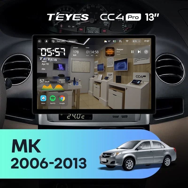 Штатная магнитола Teyes CC4 Pro 12/256 Geely MK 1 (2006-2013) (13")