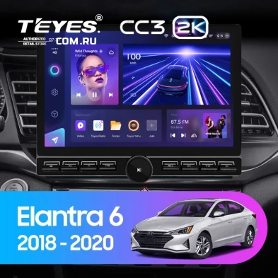 Штатная магнитола Teyes CC3 2K 6/128 Hyundai Elantra 6 (2018-2020) Тип-B (13" с кнопками)